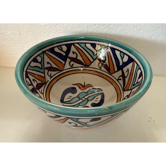 Set Of 4 Hand-Painted Moroccan Ceramic Bowls 5” From City of Fez - Picture 5 of 10